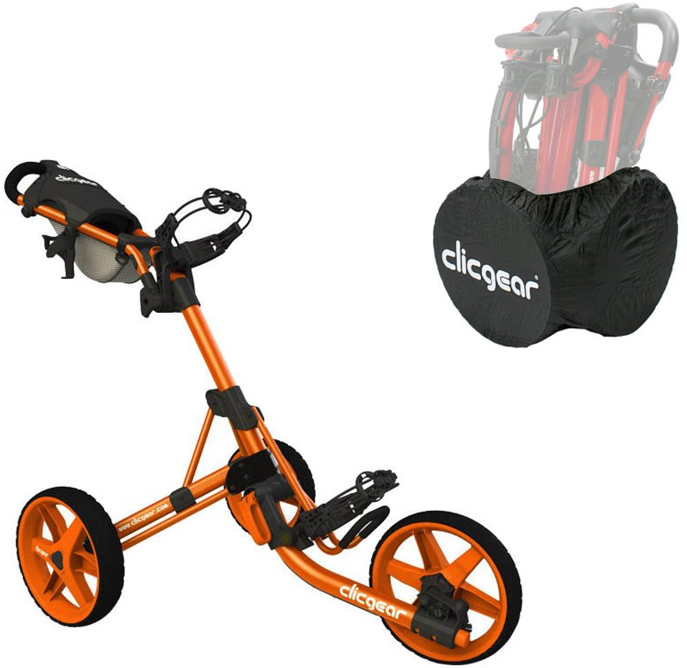 Manuálny golfový vozík Clicgear 3.5+ Orange SET Manuálny golfový vozík
