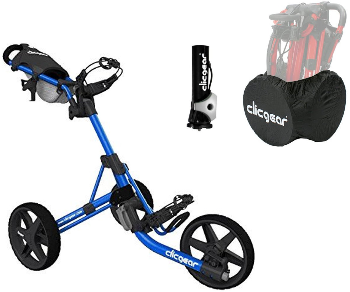 Ručna kolica za golf Clicgear 3.5+ Blue/Black DELUXE SET Ručna kolica za golf