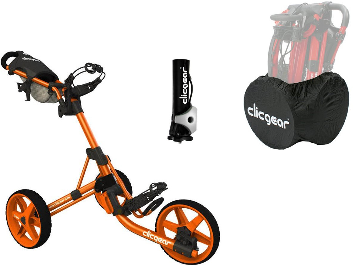 Ročni voziček za golf Clicgear 3.5+ Orange DELUXE SET Ročni voziček za golf