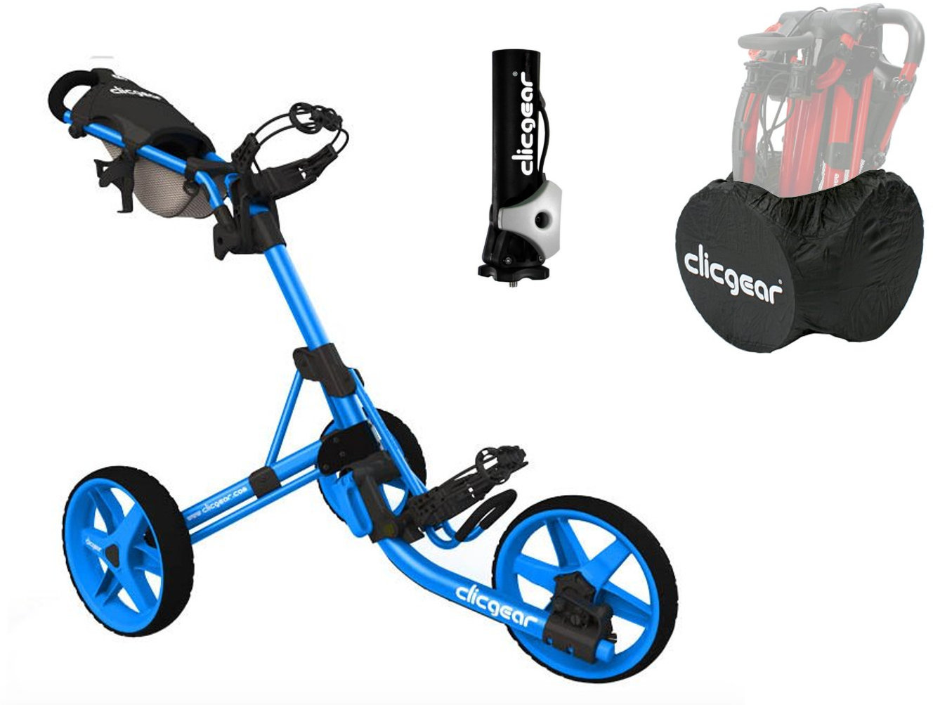 Chariot de golf manuel Clicgear 3.5+ Blue DELUXE SET Chariot de golf manuel