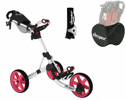 Manual Golf Trolley Clicgear 3.5+ Arctic/Pink DELUXE SET Manual Golf Trolley - 1