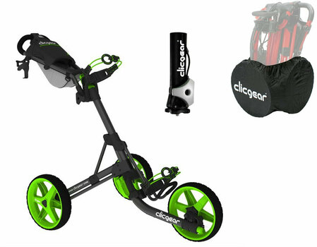 Manual Golf Trolley Clicgear 3.5+ Charcoal/Lime DELUXE SET Manual Golf Trolley - 1