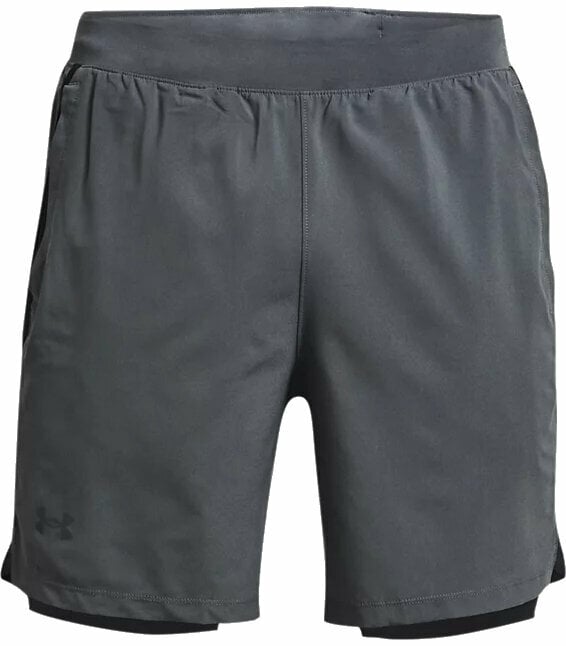 Pantalones cortos para correr Under Armour UA Launch SW 7'' 2 in 1 Pitch Gray/Black/Reflective L Pantalones cortos para correr