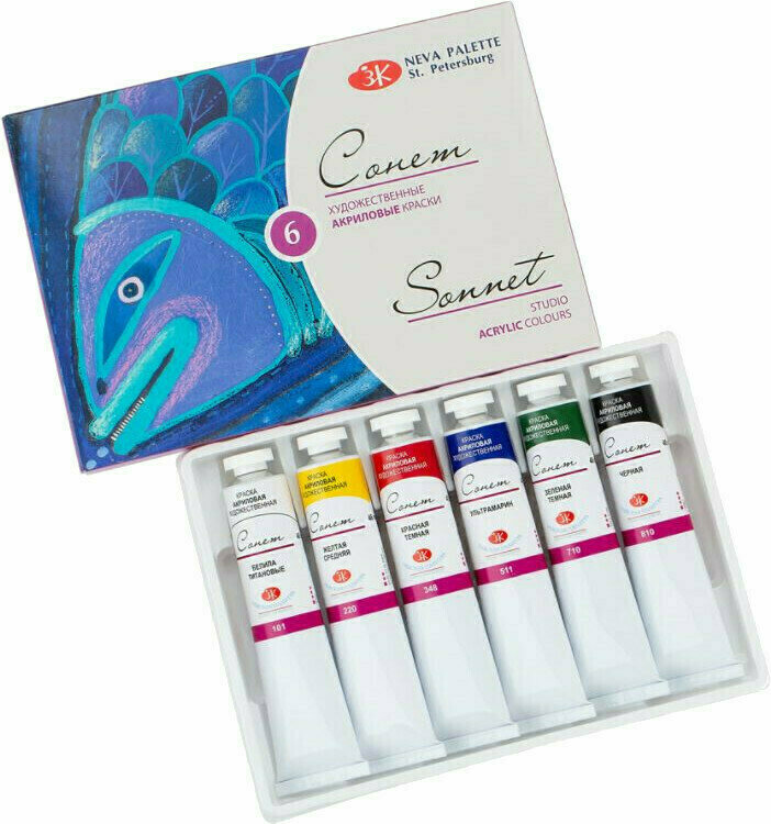Acrylfarbe Nevskaya Palitra Sonnet Set Acrylfarben 6x46 ml