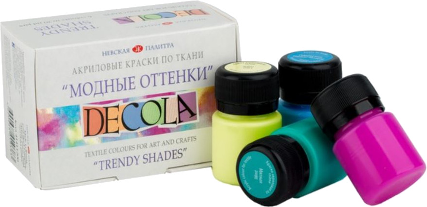 Decola Set Colori Per Tessuti | 5x20ml Tempere Per Tessuti Resistenti Ai  Lavaggi In Lavatrice +2 x18ml liner + diluente | Prodotti da Nevskaya  Palitra