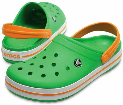 green and white crocs