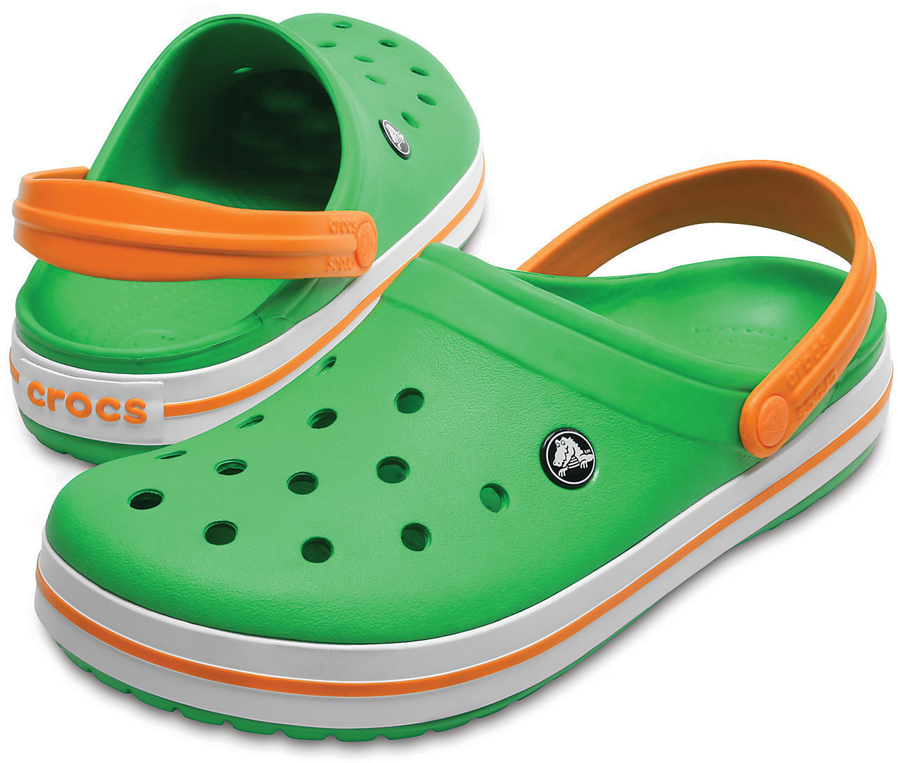 Unisex Schuhe Crocs Crocband Clog Green/White/Blazing Oran 39-40
