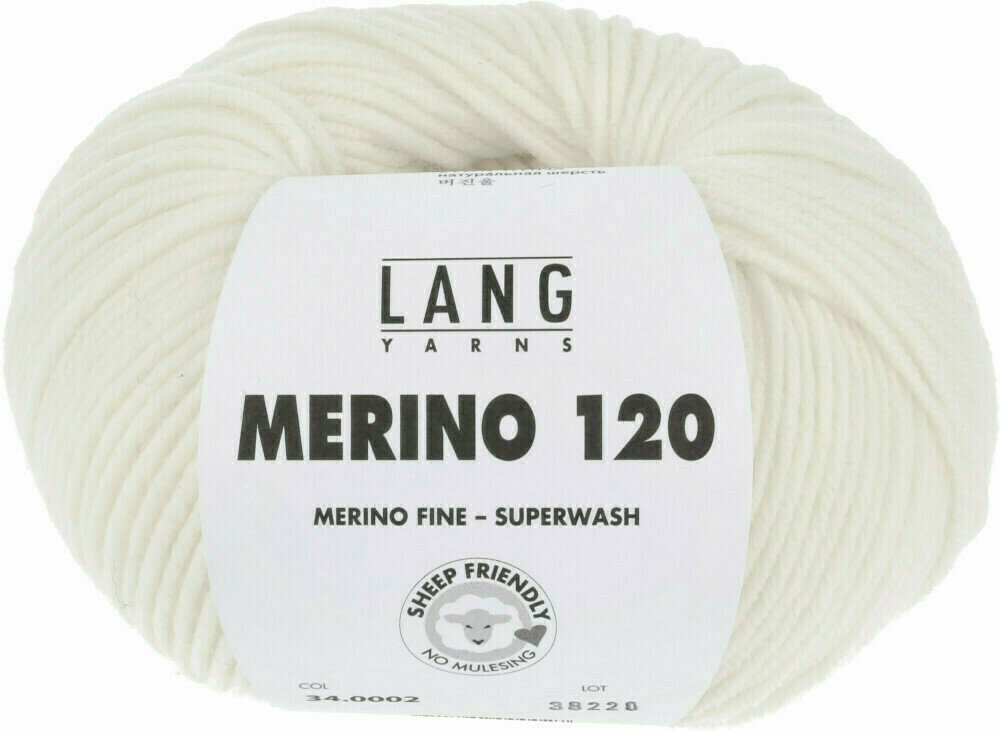 Fire de tricotat Lang Yarns Merino 120 0002 Off-White Fire de tricotat