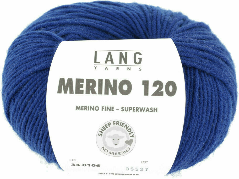 Fil à tricoter Lang Yarns Merino 120 0106 Royal Blue Fil à tricoter