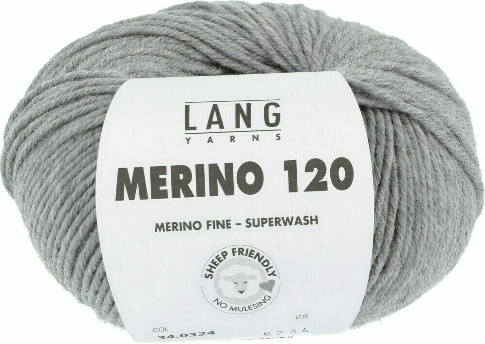 Плетива прежда Lang Yarns Merino 120 0324 Gray Melange Плетива прежда