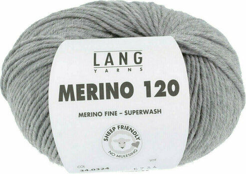 Плетива прежда Lang Yarns Merino 120 0324 Gray Melange Плетива прежда - 1