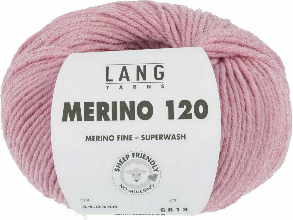 Strickgarn Lang Yarns Merino 120 0348 Pink Melange Strickgarn