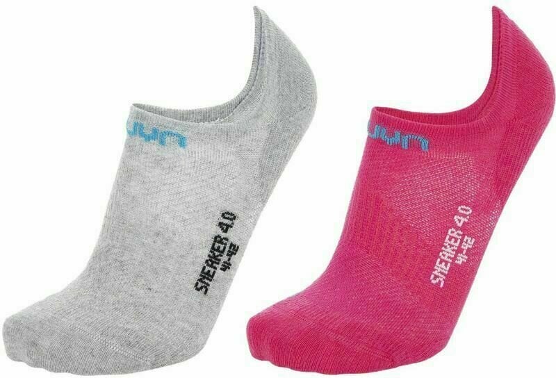 Fitness Socken UYN Sneaker 4.0 Light Grey Mel/Pink 35-36 Fitness Socken