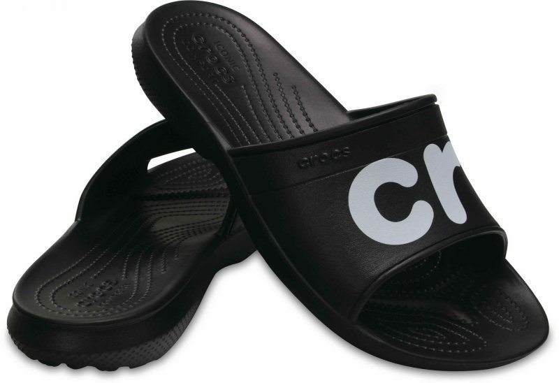 Chaussures de navigation Crocs Classic Graphic Slide Unisex Adult Black/White 46-47