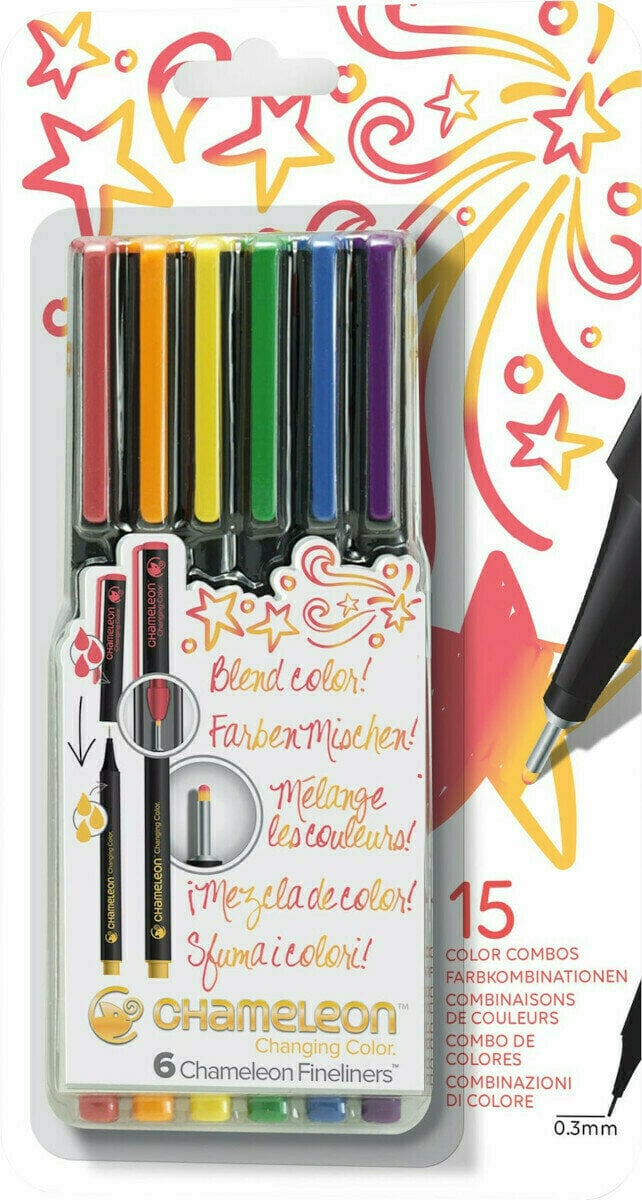 Merkintäkynä Chameleon Fineliner 6 Mustepatruuna Primar 6 kpl