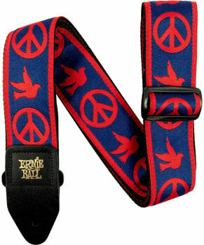 Textile guitar strap Ernie Ball Red and Blue Peace Love Dove Jacquard Strap - 1
