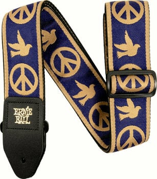 Kytarový pás Ernie Ball Navy Blue and Beige Peace Love Dove Jacquard Strap - 1