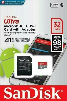 Cartão de memória SanDisk Ultra microSDHC 32 GB 98 MB/s A1 Class 10 UHS-I Micro SDHC 32 GB Cartão de memória - 1