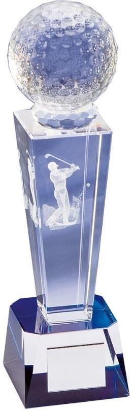 Golftrophäe Longridge Crystal Golf Trophy With Golf Ball - 180mm