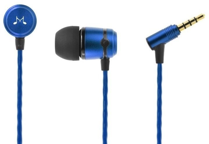En la oreja los auriculares SoundMAGIC E50 Black-Blue