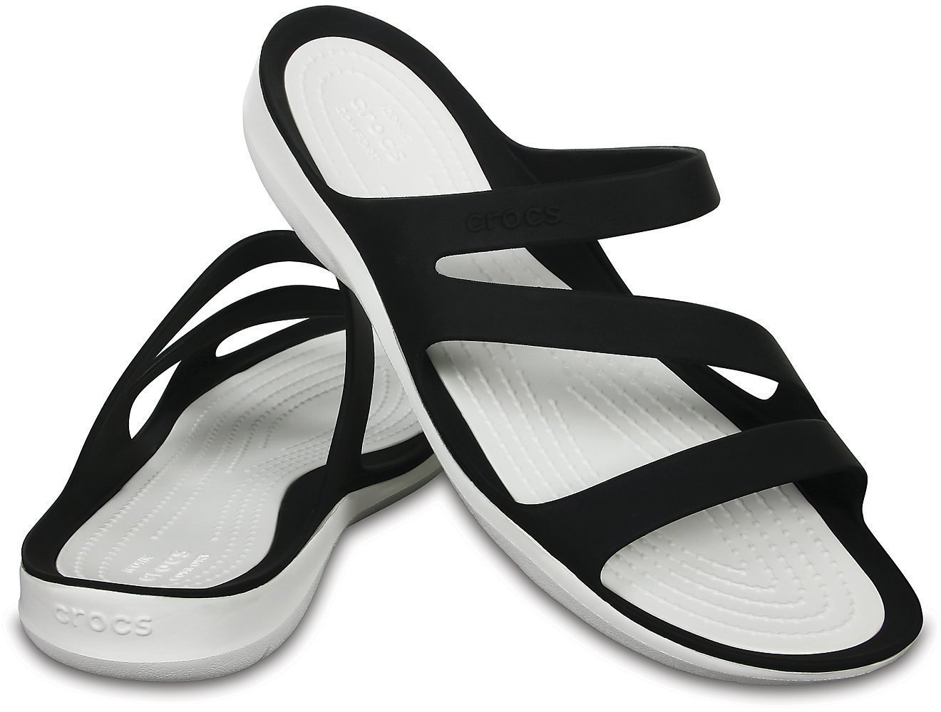Womens Sailing Shoes Crocs Women's Swiftwater Sandal Black/White 34-35