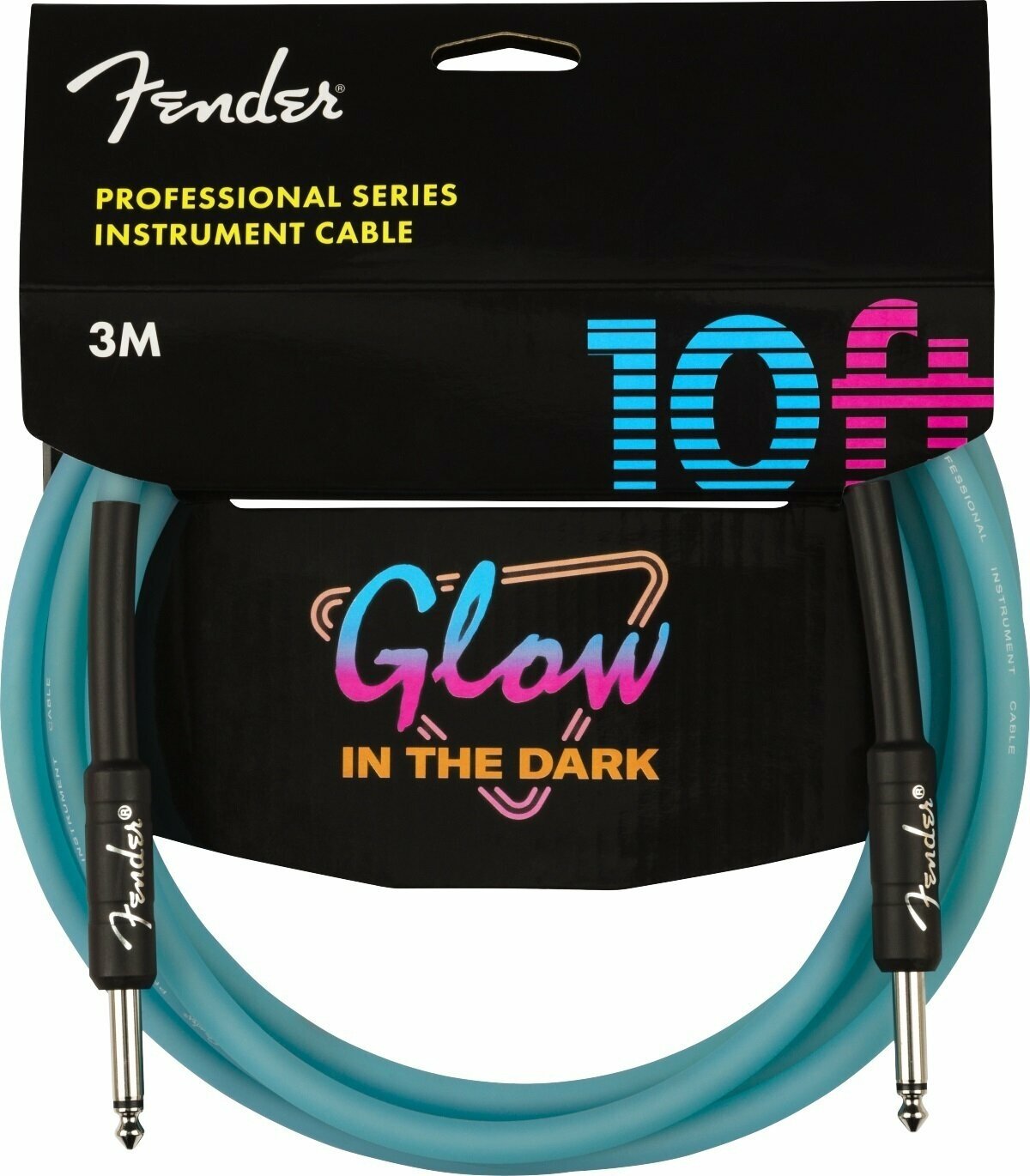Kabel za instrumente Fender Professional Glow in the Dark Plava 3 m Ravni - Ravni