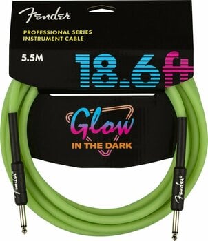 Nástrojový kábel Fender Professional Glow in the Dark Zelená 5,5 m Rovný - Rovný - 1