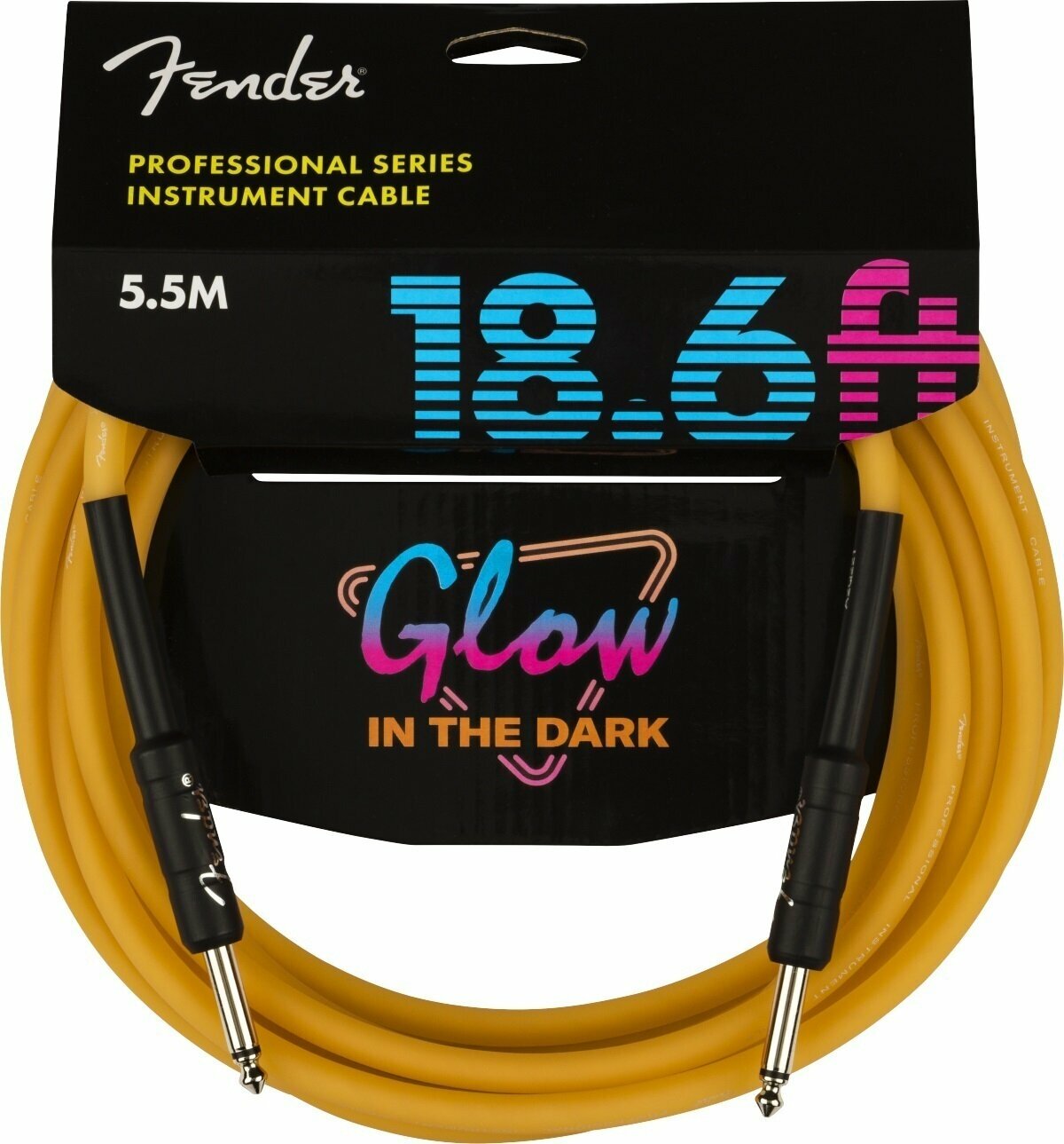 Kabel instrumentalny Fender Professional Glow in the Dark Pomarańczowy 5,5 m Prosty - Prosty