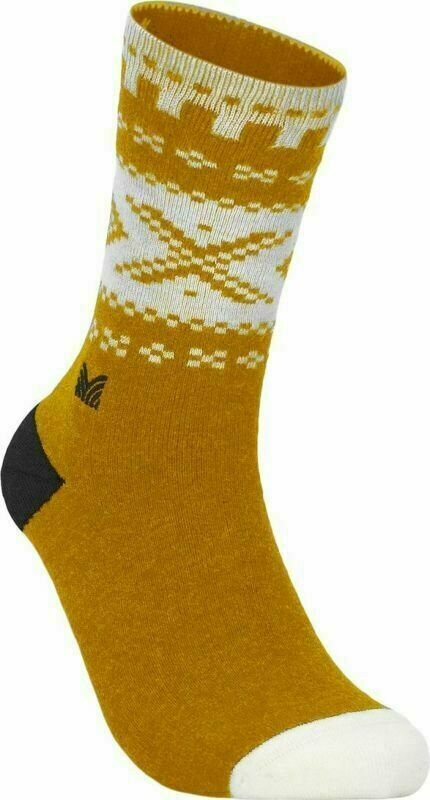 Chaussettes trekking et randonnée Dale of Norway Cortina Mustard/Off White/Dark Charcoal L Chaussettes trekking et randonnée