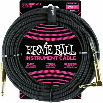 Инструментален кабел Ernie Ball P06058 Черeн 7,5 m Директен - Ъглов - 1