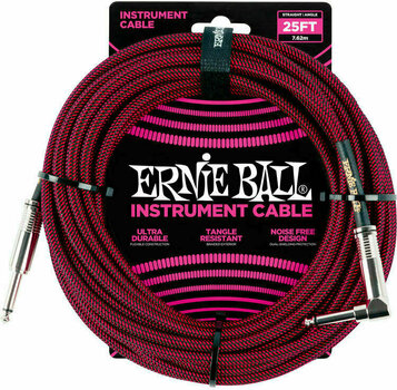 Nástrojový kábel Ernie Ball P06062 Červená-Čierna 7,5 m Rovný - Zalomený - 1