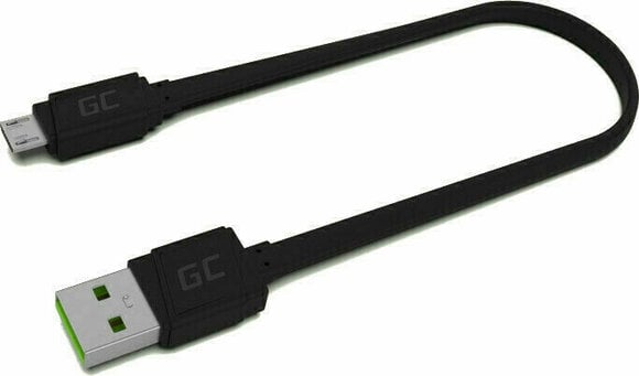 Cabo USB Green Cell KABGC01 GCmatte Micro USB Flat 25 cm Preto 25 cm Cabo USB - 1