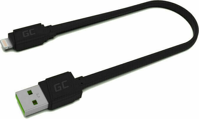 Cable USB Green Cell KABGC02 GCmatte Lightning Flat 25 cm Negro 25 cm Cable USB
