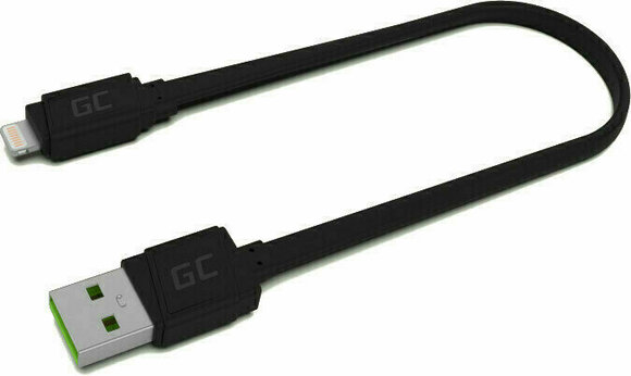 Cable USB Green Cell KABGC02 GCmatte Lightning Flat 25 cm Negro 25 cm Cable USB - 1