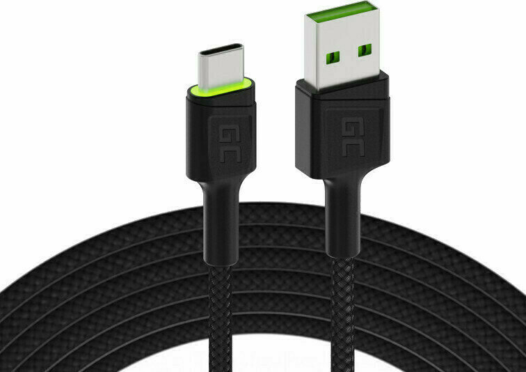 USB Kábel Green Cell KABGC06 USB Cable - USB-C 120cm Čierna 120 cm USB Kábel