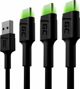 Cable USB Green Cell KABGCSET02 Set 3x GC Ray USB-C 120cm Negro 120 cm Cable USB - 1