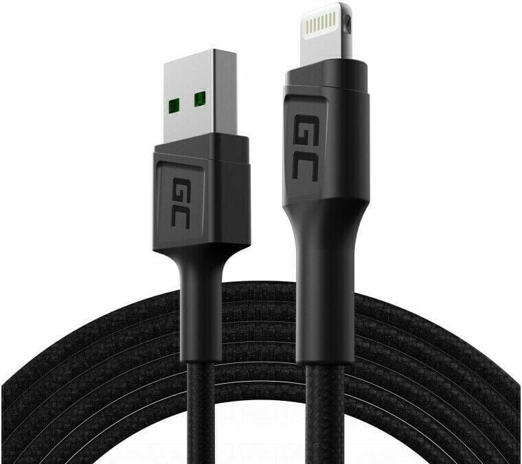 USB-kabel Green Cell KABGC18 PowerStream USB-A - Lightning 200cm Svart 200 cm USB-kabel