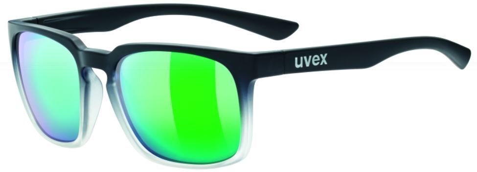 Livsstilsglasögon UVEX LGL 35 CV Black Mat Clear-Colorvision Mirror Green Daily S3