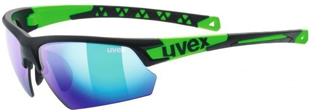 Óculos de ciclismo UVEX Sportstyle 224 Black Mat/Green/Mirror Green Óculos de ciclismo