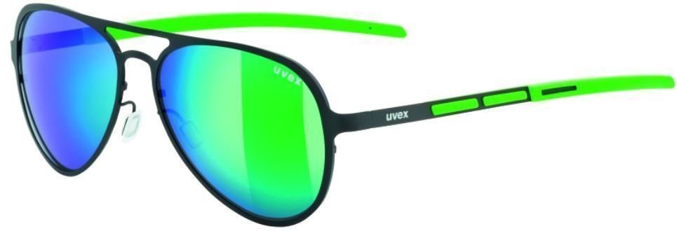 Lifestyle-bril UVEX LGL 30 Polarized Black Green-Polavison Mirror Green S3