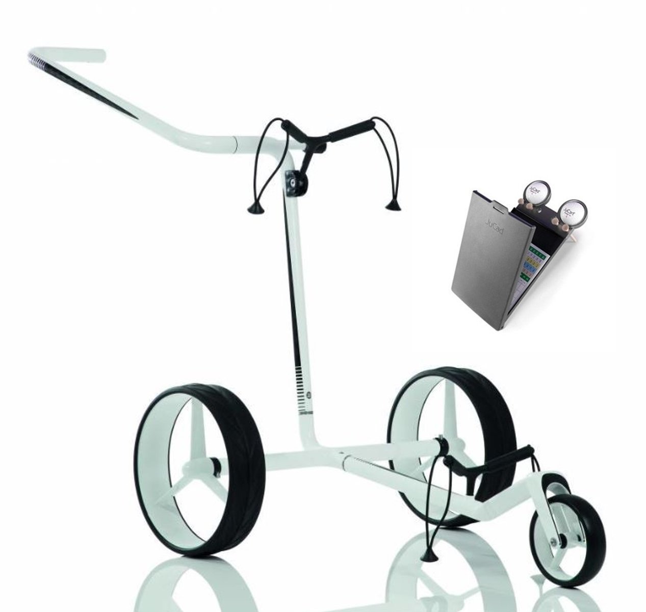 Ръчна количка за голф Jucad Carbon 3-Wheel SET White/Black Ръчна количка за голф