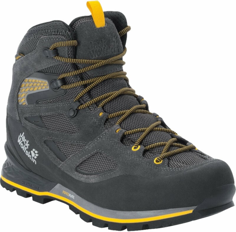 Аутдор обувки > Мъжки обувки Jack Wolfskin Мъжки обувки за трекинг Force Crest Texapore Mid Black/Burly Yellow XT 40