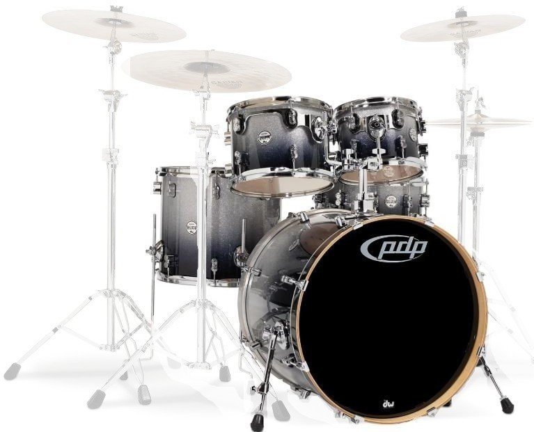 Akustická bicí souprava PDP by DW Concept Shell Pack 5 pcs 20" Silver to Black Sparkle