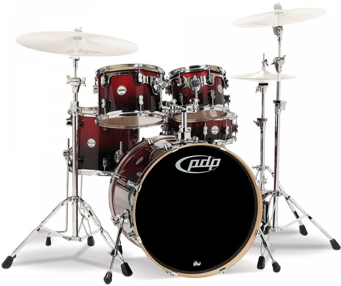 Akustická bicí souprava PDP by DW Concept Set 5 pcs 20" Red to Black Sparkle Fade