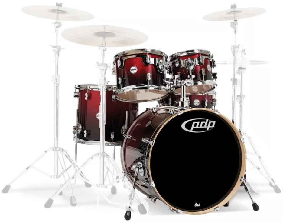 Set de tobe acustice PDP by DW Concept Shell Pack 5 pcs 20" Red To Black Fade