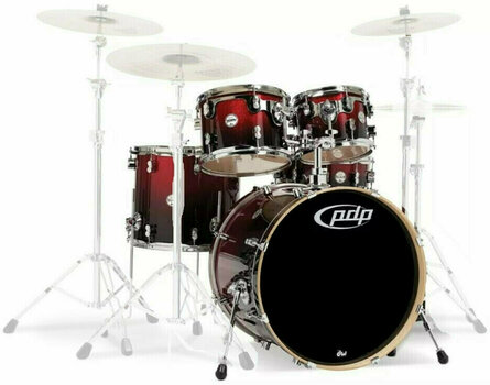 Set Batteria Acustica PDP by DW Concept Shell Pack 5 pcs 20" Red To Black Fade - 1