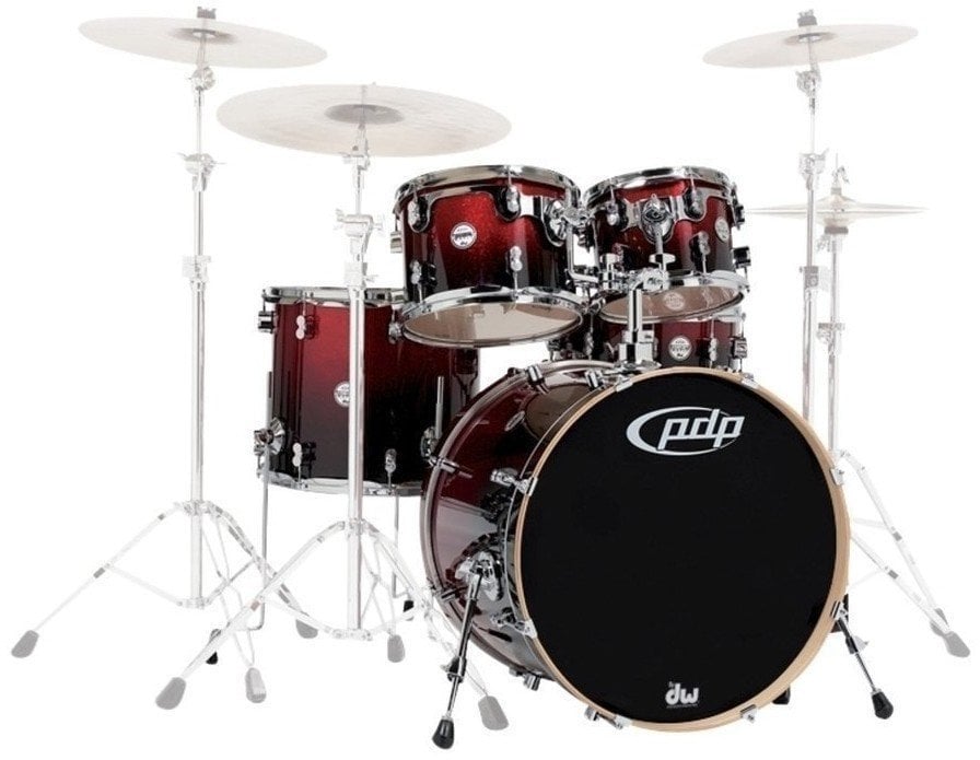 Set Batteria Acustica PDP by DW Concept Shell Pack 5 pcs 22" Red to Black Sparkle