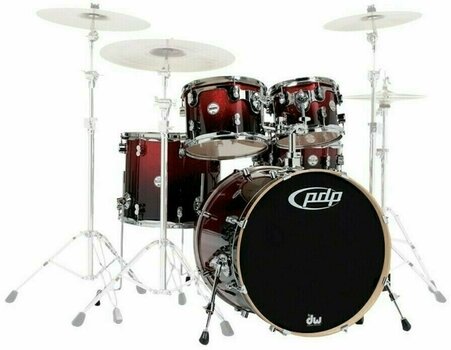 Akustická bicí souprava PDP by DW Concept Shell Pack 5 pcs 22" Red to Black Sparkle - 1