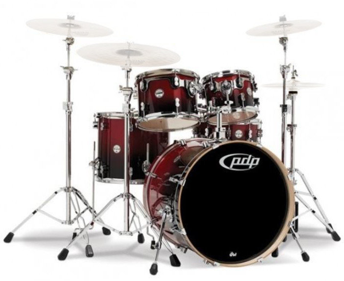 Akustik-Drumset PDP by DW Concept Set 5 pcs 22" Red to Black Sparkle Fade