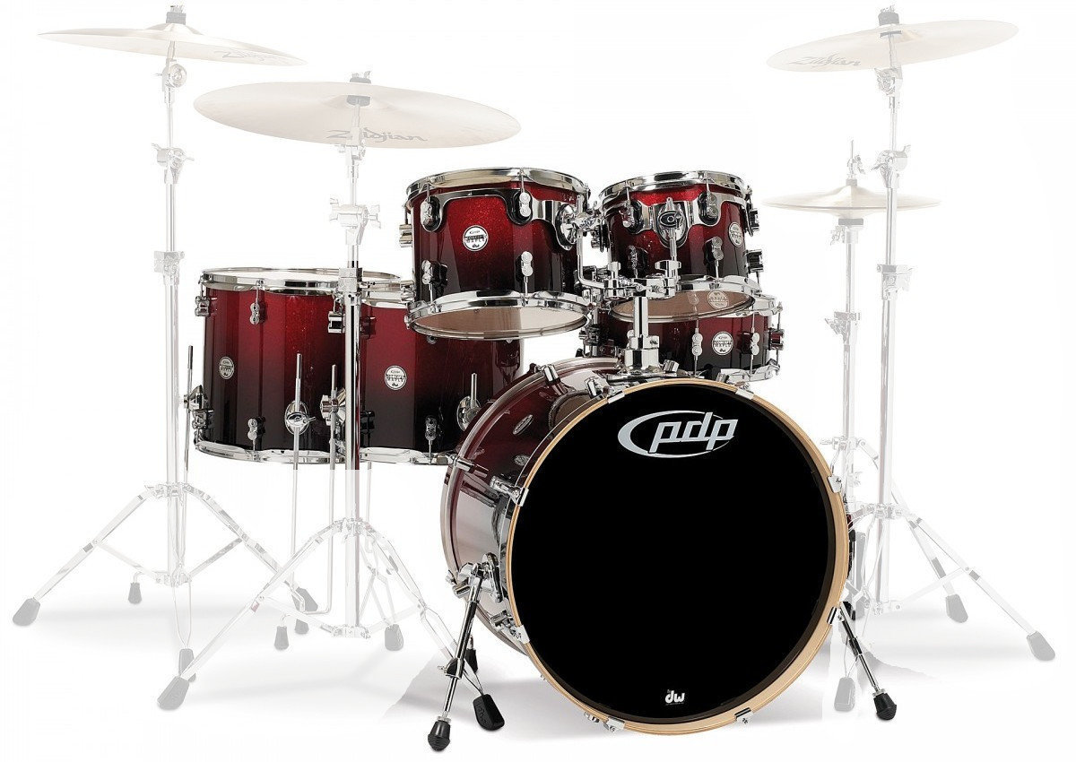 Set de tobe acustice PDP by DW Concept Shell Pack 6 pcs 22" Red to Black Sparkle